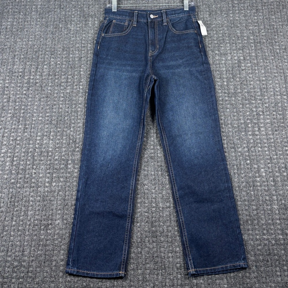 Old Navy Slouchy Straight High Rise Jeans Dark Wash 14 Indigo